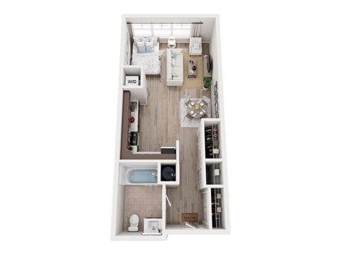 Floor plan for studio, 1 bath, 434 sqft